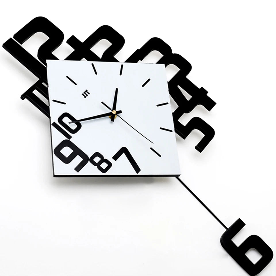 Swing Wall Clock Modern Design Silent Quartz Watches Creative Home Living Room Decoration 34*63cm