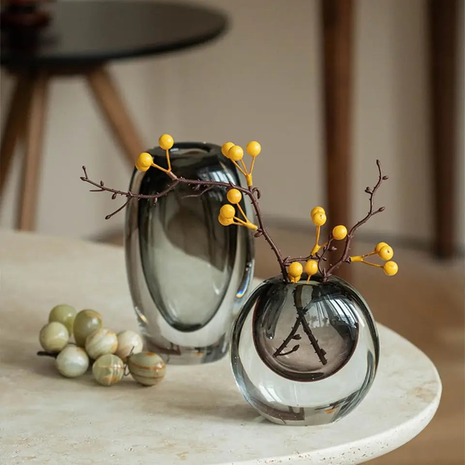 Transparent Glass Vase Crystal Flower Hydroponic Vase Modern Indoor Room Decor Decorative Vases for Living Room Table Decoration