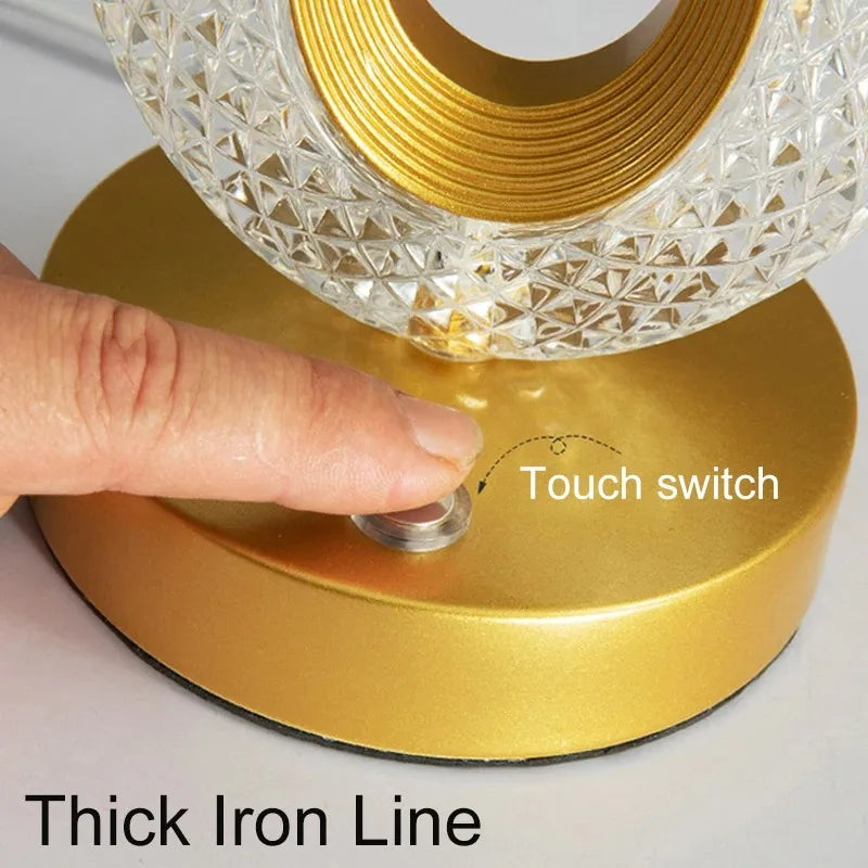 Touch Control 3D Crystal Track Night Light Girls Room Home Decor Aesthetics USB Bedside LED Ambient Table 3D Moon Lamp