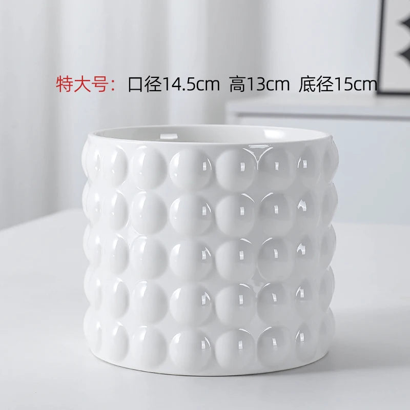Ceramic Flowerpots European-style Indoor White Bubbles High Sense Small Potted Plants Special Ornaments for SucculentPhalaenopsi