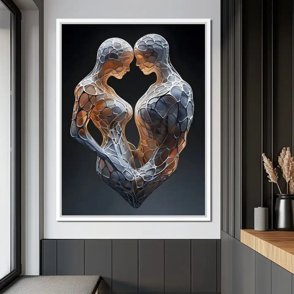 Abstract Creative 3D Mesh Sculpture Art Poster Print Aesthetic Couple Statue Canvas Painting Living Room Bedroom Home Decoration