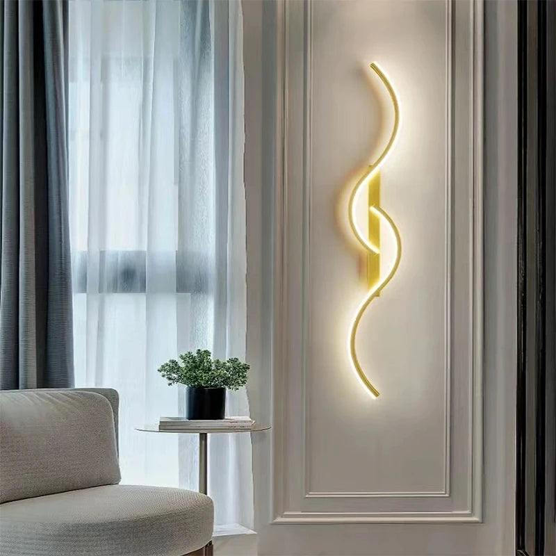 Modern LED Wall Lamp Minimalist Led Light Bedroom Bedside Long Strip Wall Sconces Living Room Sofa Home Indoor Lighting Fixture