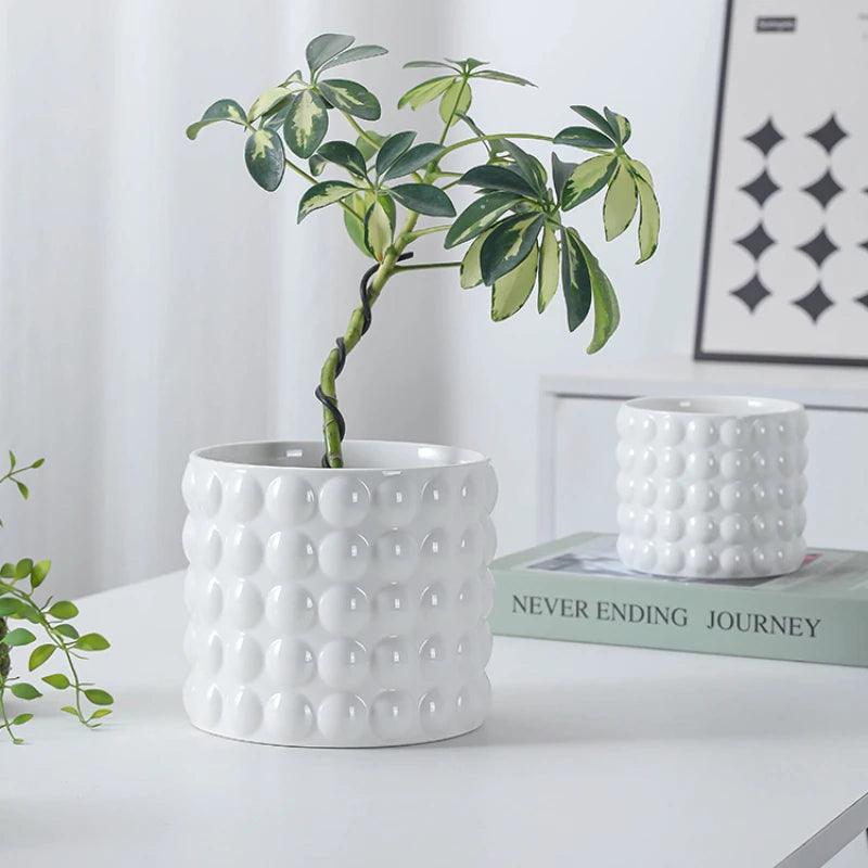 Ceramic Flowerpots European-style Indoor White Bubbles High Sense Small Potted Plants Special Ornaments for SucculentPhalaenopsi