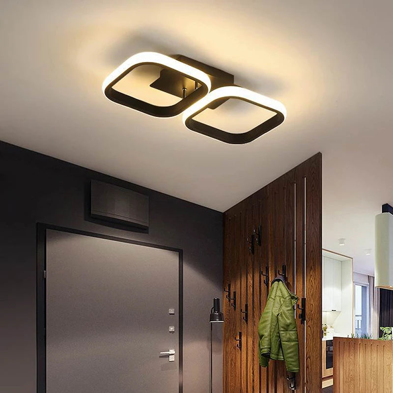 Modern LED Ceiling Light Square Ring Round Ring Bedroom Kitchen Balcony Corridor Stairwell Lighting 2/3 Heads Home Led Lighting