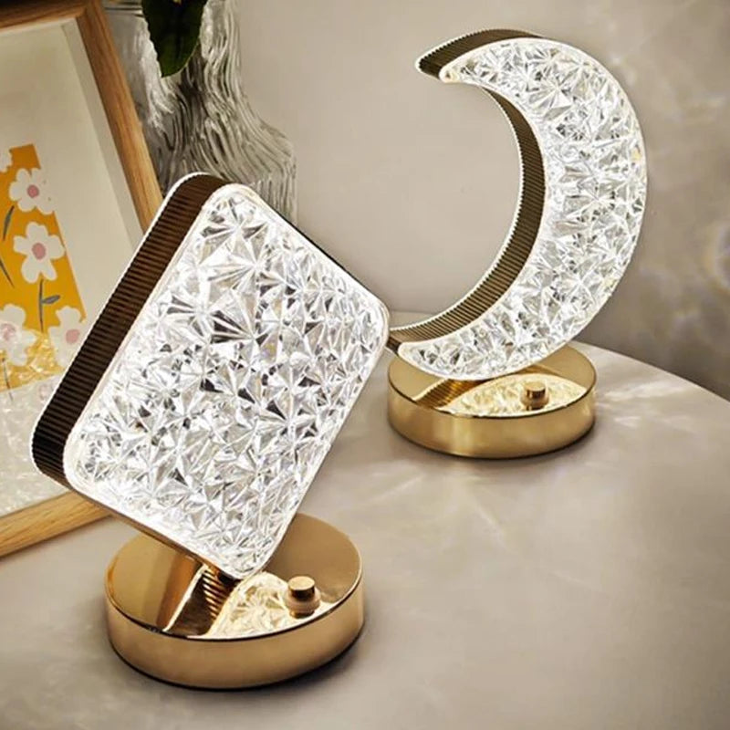 Bedroom-color touch switch control crystal LED star moon home decor bedside light creative charging atmosphere night light