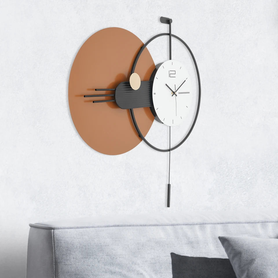 Modern Wall Clock, Silent Decorative Wall Clock with Pendulum, Wall Decor Clock for Bedroom, Living Room, Office Indoor
