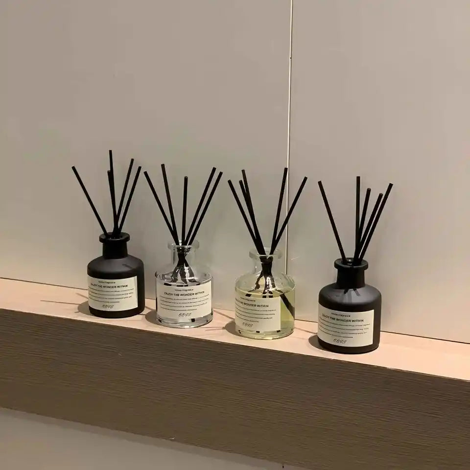 50ML Flameless Home Fragrance Room Freesia Jasmine Fragrance Oil with Rattan Diffuser Stick Home Room Air Freshener Deco