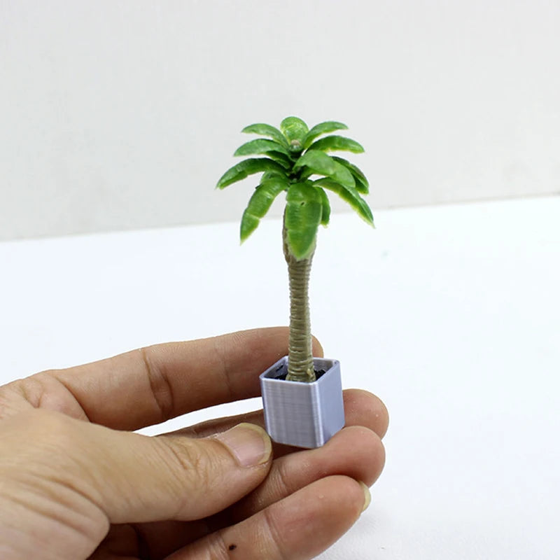 Mini Simulated Potted Plants Bamboo Bonsai Model Miniature Dollhouse Coconut Tree for Indoor Sand Table Floor Decoration Display