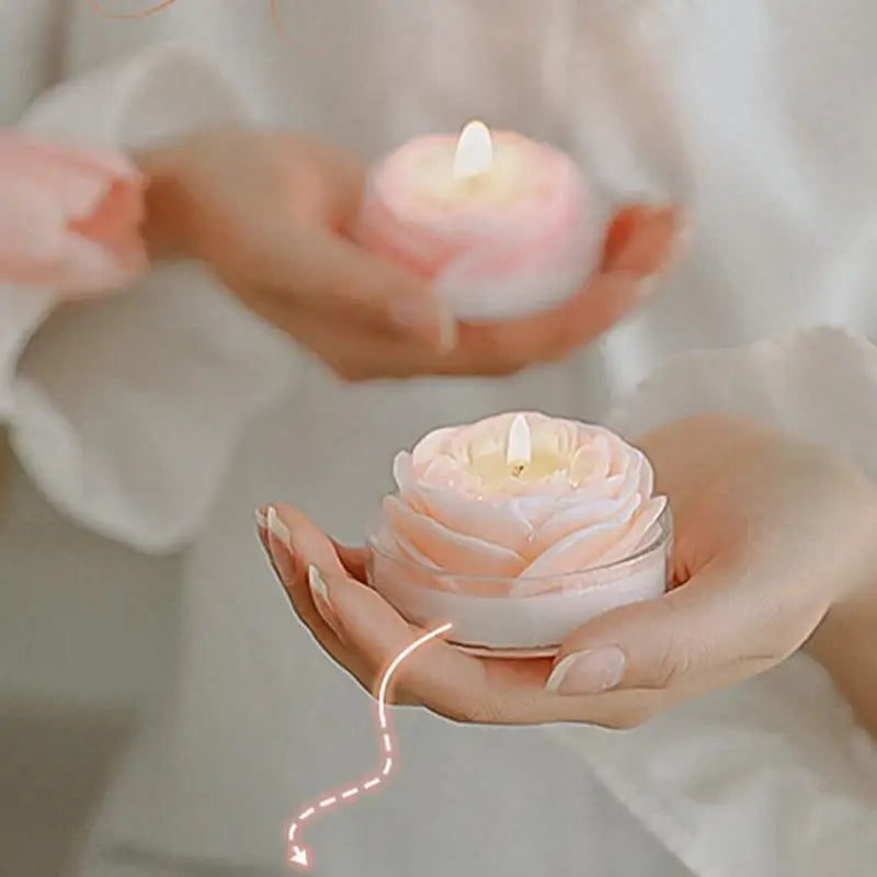 1Pc Beautiful rose Flower Scented Candle Smokeless Low Temperature Soy Wax Aromatherapy Candles Ornament Home Decoration Gifts