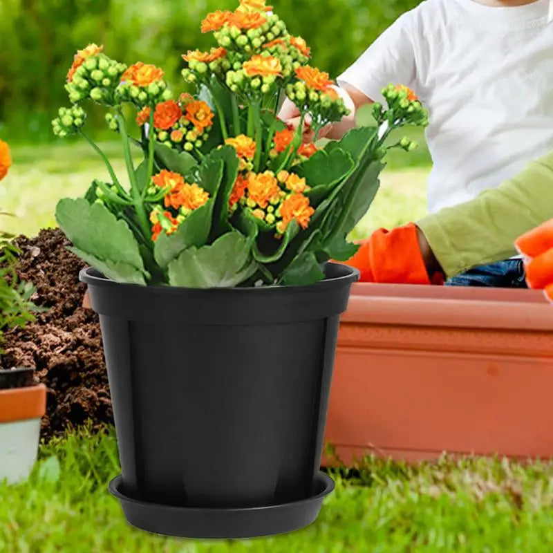 Plant Pots Indoor 3X Portable Indoor Planter With Drainage Thickened Potting Pots Plant Pot With Saucer Orchid Pot With Holes