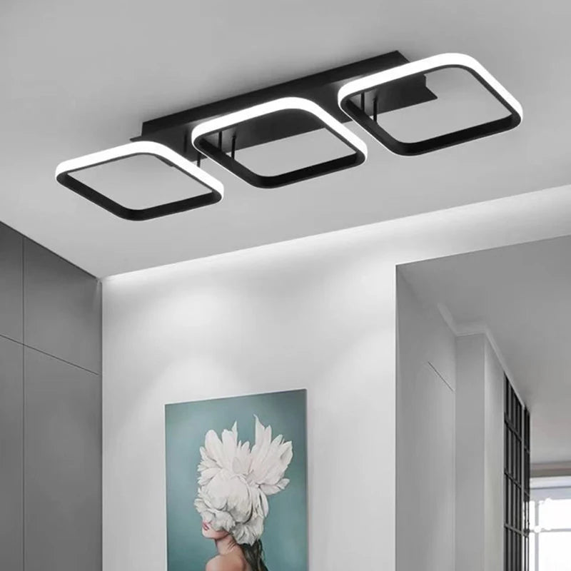 Modern LED Ceiling Light Square Ring Round Ring Bedroom Kitchen Balcony Corridor Stairwell Lighting 2/3 Heads Home Led Lighting