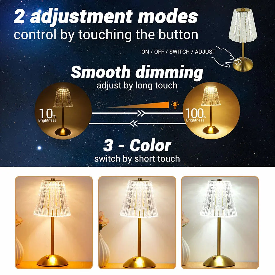 LED Table Lamp Touch Sensor Dimming USB Rechargeable Stand Desk Lamp Night Light Retro Bedside Lamp Restaurant Hotel Bar Bedroom