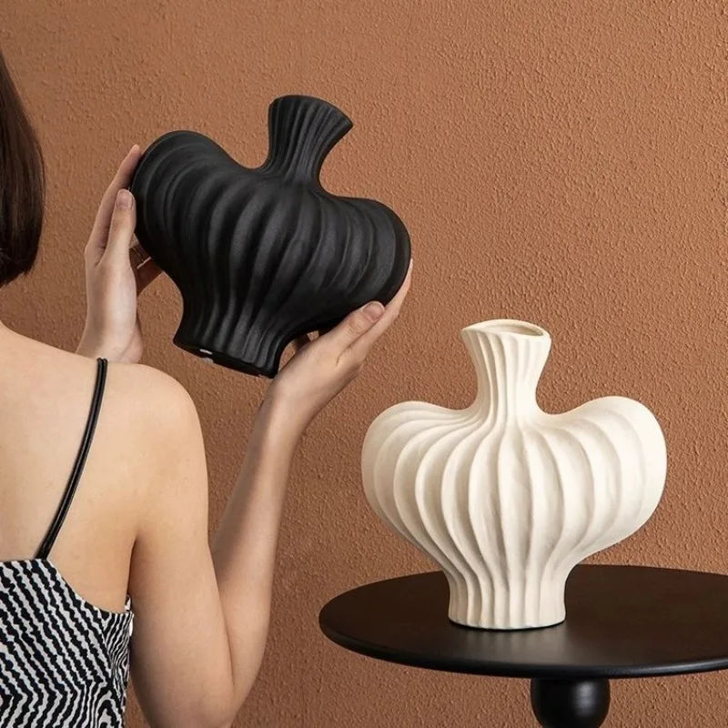 1pc Water Cultivation Imitation Ceramic Plastic Vase Home Living Room Plastic Chic Vase, Modern Minimalist Desktop Decor