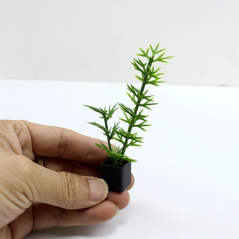 Mini Simulated Potted Plants Bamboo Bonsai Model Miniature Dollhouse Coconut Tree for Indoor Sand Table Floor Decoration Display