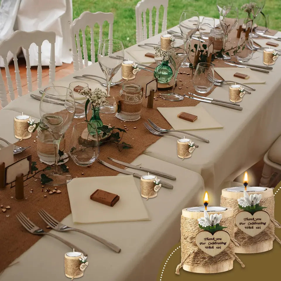 10-50Pcs Wedding Candles Favors for Guests Gift Wood Tealight Candle Holder Bulk Bridal Shower Tealight Holder Thank You Gifts