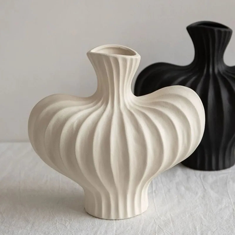 1pc Water Cultivation Imitation Ceramic Plastic Vase Home Living Room Plastic Chic Vase, Modern Minimalist Desktop Decor