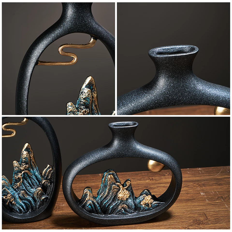 Creativity Japanese Style Feng Shui Wealth Vase Office Living Room Desktop Decoration Vases for Home Decor Accessories Art Gift