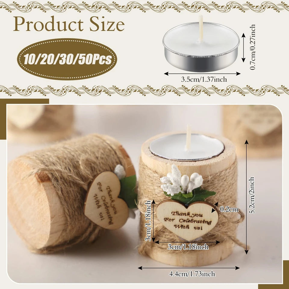 10-50Pcs Wedding Candles Favors for Guests Gift Wood Tealight Candle Holder Bulk Bridal Shower Tealight Holder Thank You Gifts