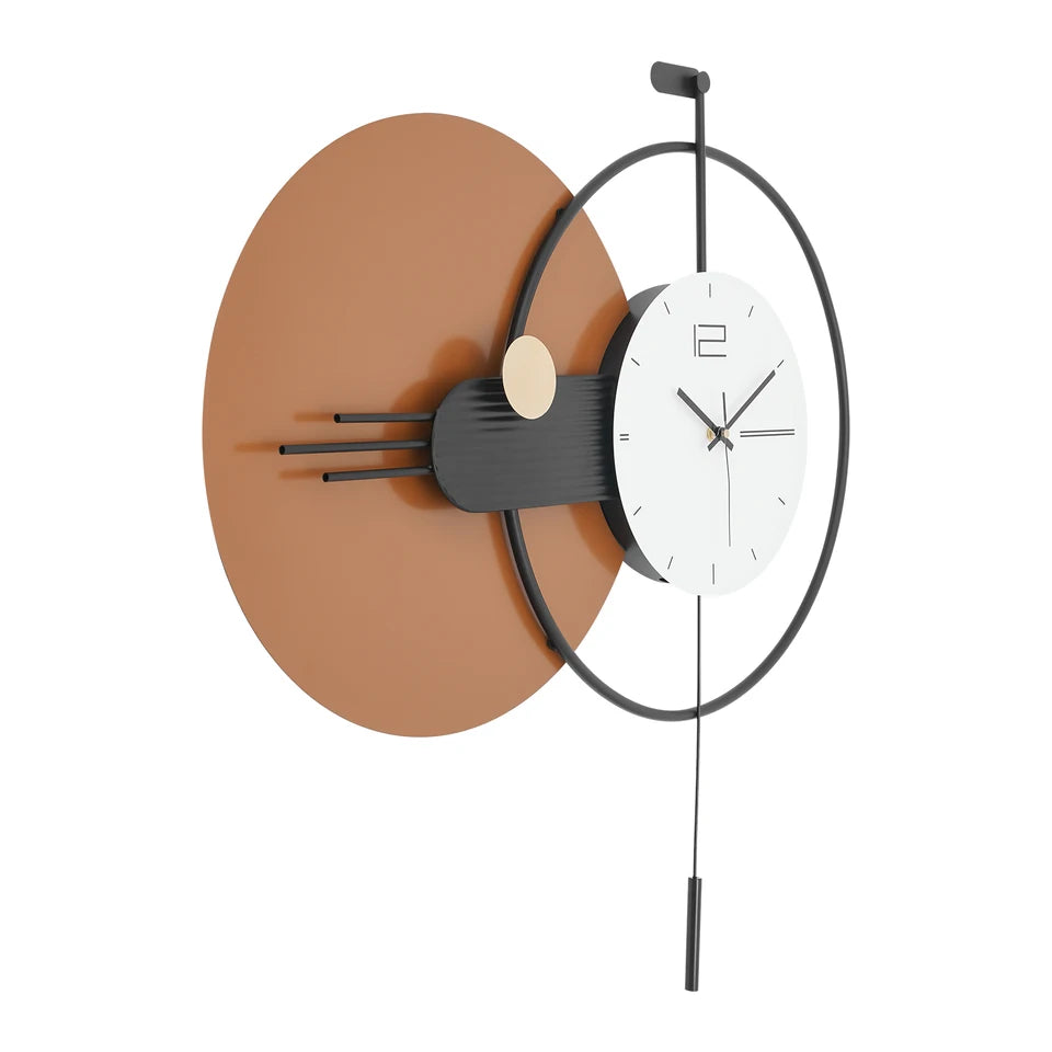 Modern Wall Clock, Silent Decorative Wall Clock with Pendulum, Wall Decor Clock for Bedroom, Living Room, Office Indoor