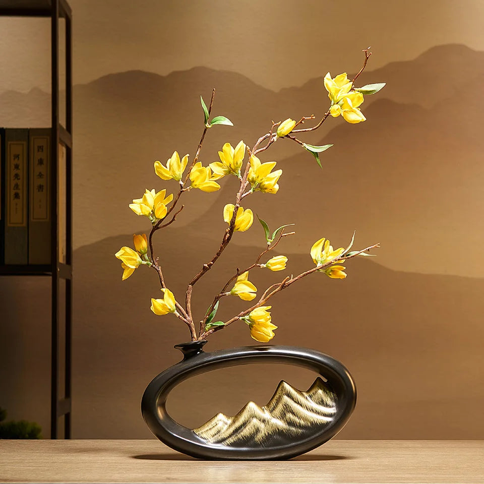 Creativity Japanese Style Feng Shui Wealth Vase Office Living Room Desktop Decoration Vases for Home Decor Accessories Art Gift