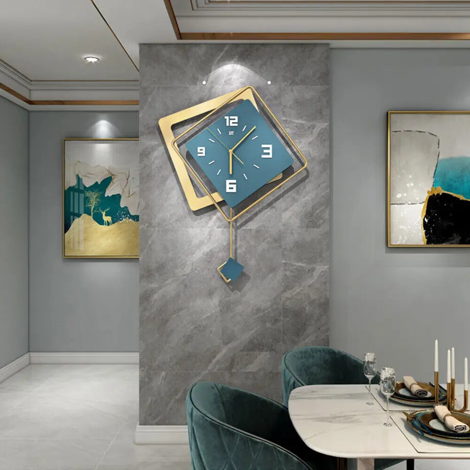 Modern Metal Large Wall Clock Silent Digital Hanging Wall Clock Home Art Decor