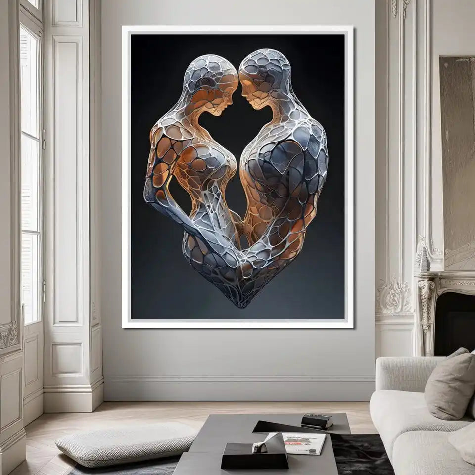 Abstract Creative 3D Mesh Sculpture Art Poster Print Aesthetic Couple Statue Canvas Painting Living Room Bedroom Home Decoration