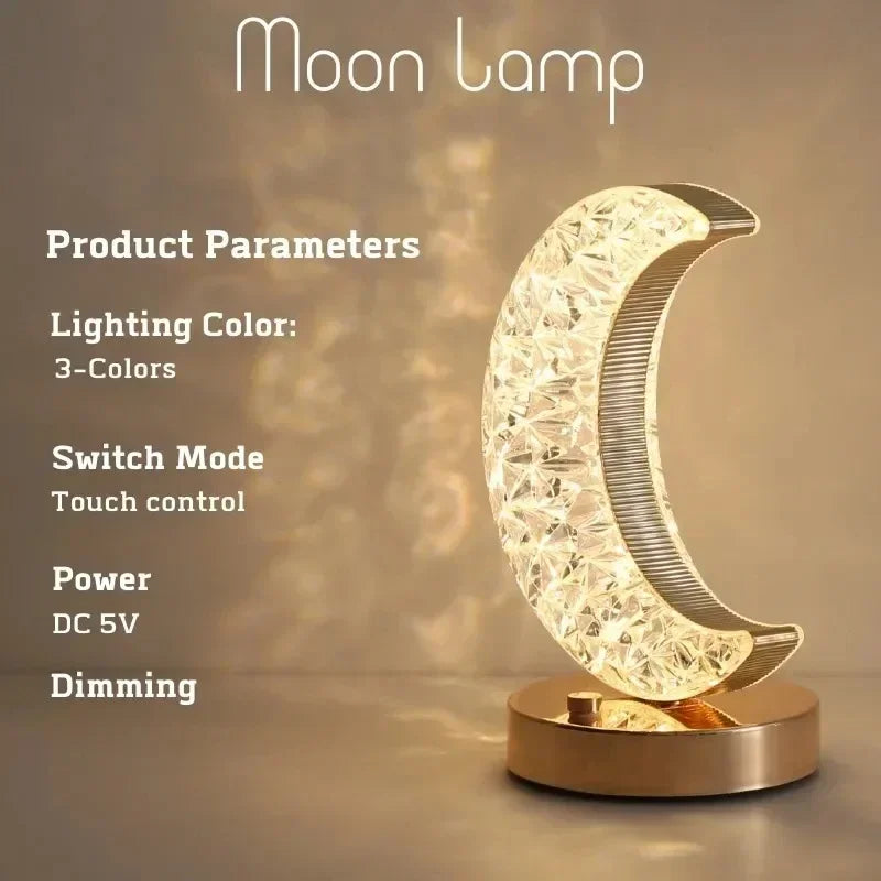 Bedroom-color touch switch control crystal LED star moon home decor bedside light creative charging atmosphere night light