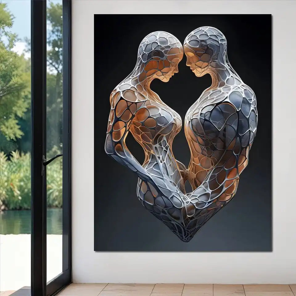 Abstract Creative 3D Mesh Sculpture Art Poster Print Aesthetic Couple Statue Canvas Painting Living Room Bedroom Home Decoration