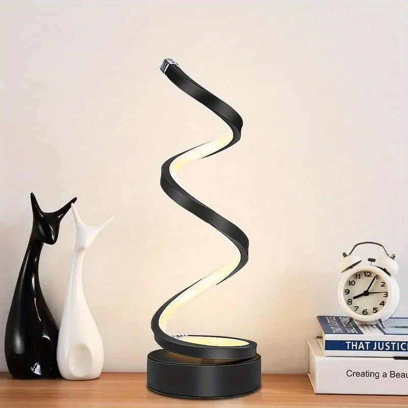 1pc spiral table lamp for bedroom, office, bedside table, bookshelf, living room, home decoration