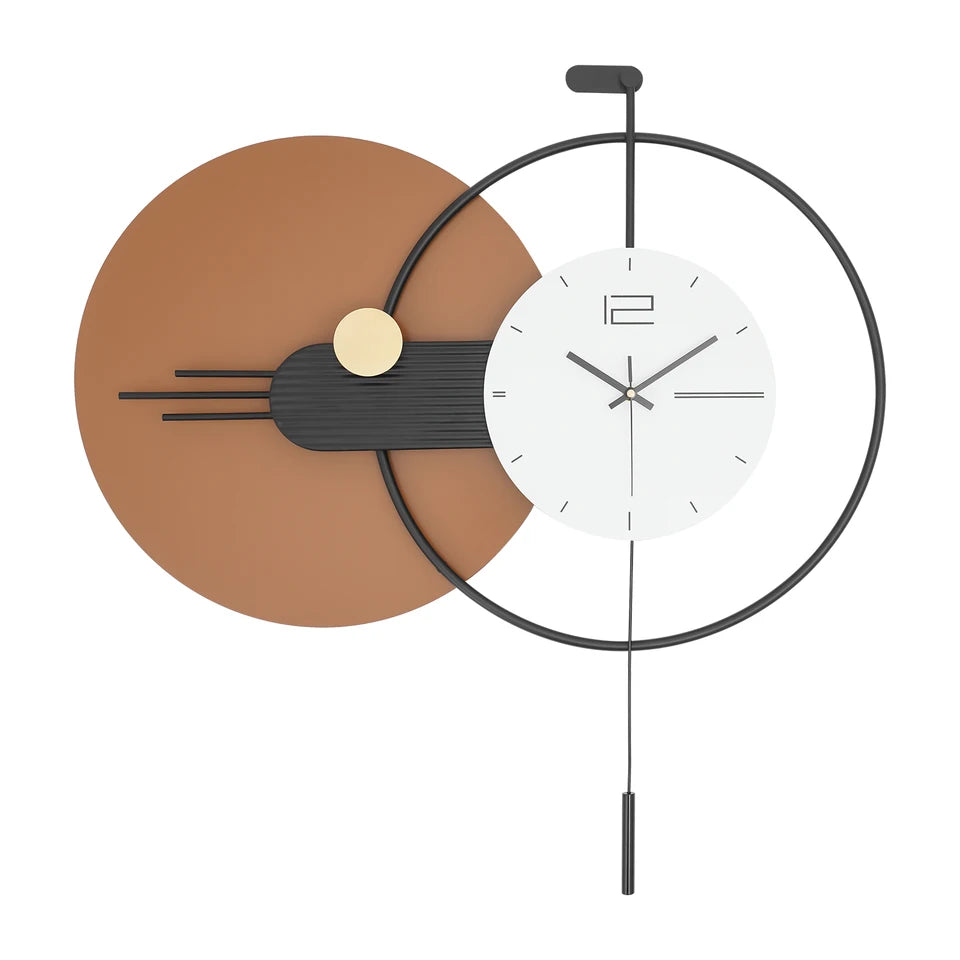 Modern Wall Clock, Silent Decorative Wall Clock with Pendulum, Wall Decor Clock for Bedroom, Living Room, Office Indoor