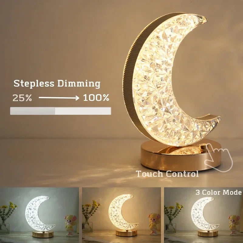 Bedroom-color touch switch control crystal LED star moon home decor bedside light creative charging atmosphere night light