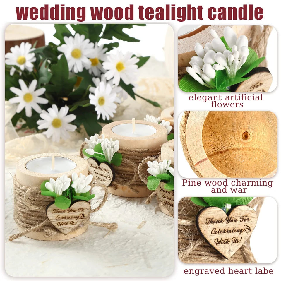 10-50Pcs Wedding Candles Favors for Guests Gift Wood Tealight Candle Holder Bulk Bridal Shower Tealight Holder Thank You Gifts