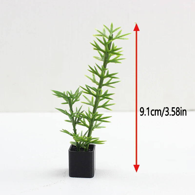 Mini Simulated Potted Plants Bamboo Bonsai Model Miniature Dollhouse Coconut Tree for Indoor Sand Table Floor Decoration Display