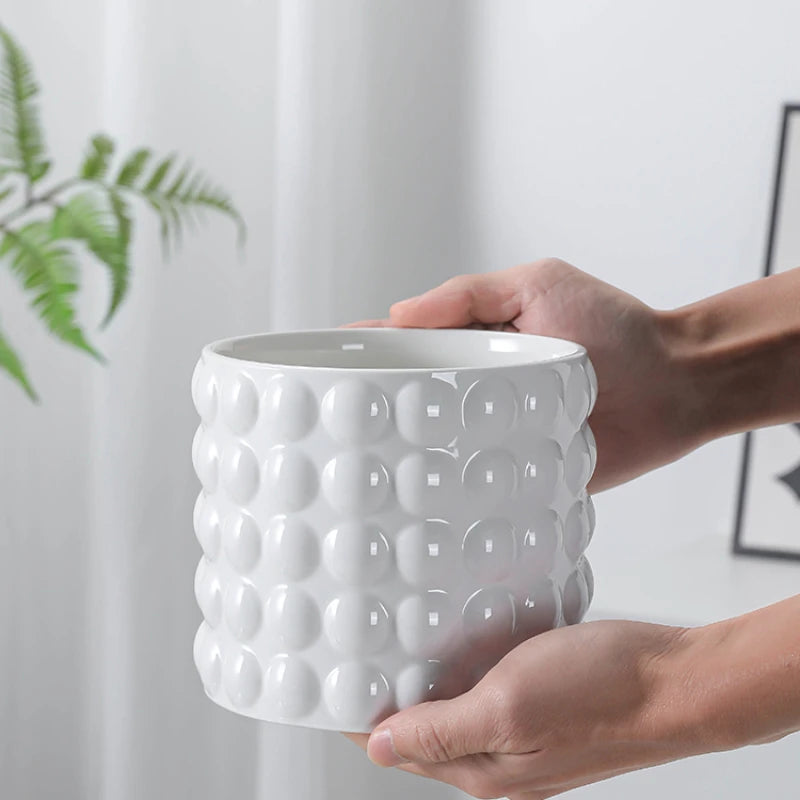 Ceramic Flowerpots European-style Indoor White Bubbles High Sense Small Potted Plants Special Ornaments for SucculentPhalaenopsi