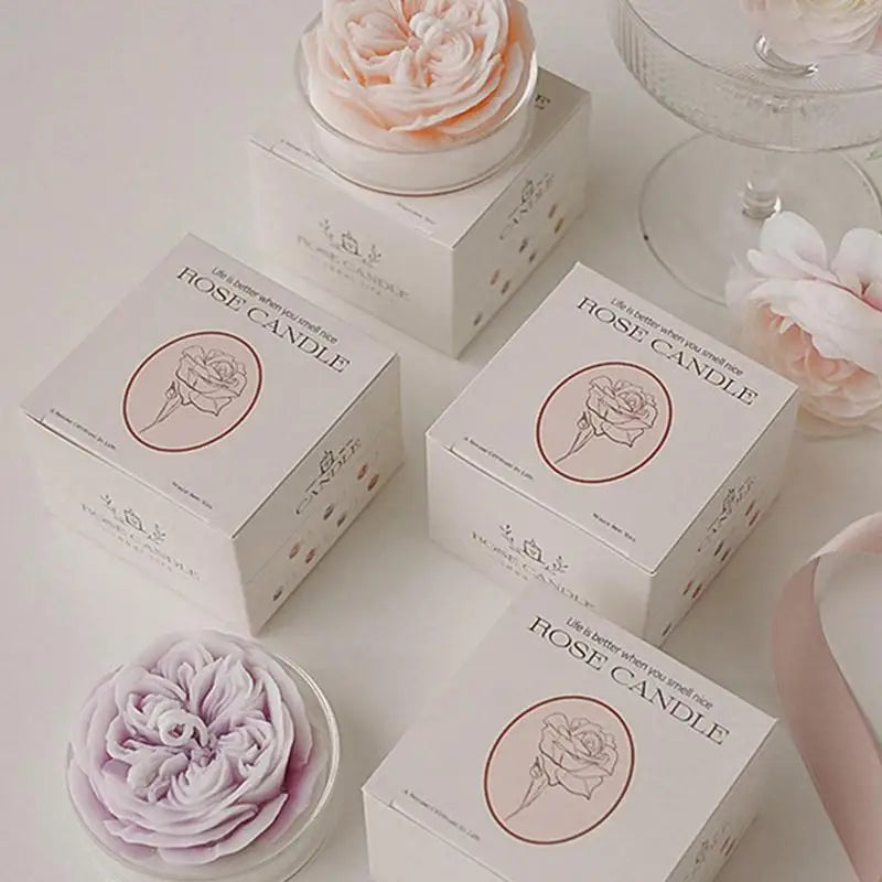 1Pc Beautiful rose Flower Scented Candle Smokeless Low Temperature Soy Wax Aromatherapy Candles Ornament Home Decoration Gifts