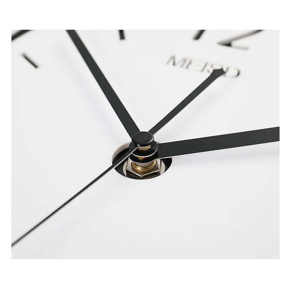 Large Nordic Wall Round Clock 3D Hollow Figures Creative Clock Battery Powered Wall Home Living Room Decor Metal Nonrust Pointer