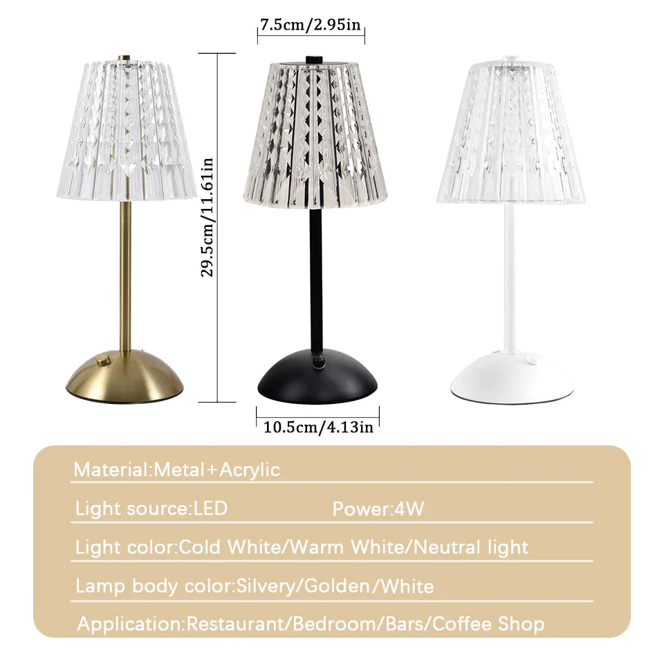 LED Table Lamp Touch Sensor Dimming USB Rechargeable Stand Desk Lamp Night Light Retro Bedside Lamp Restaurant Hotel Bar Bedroom